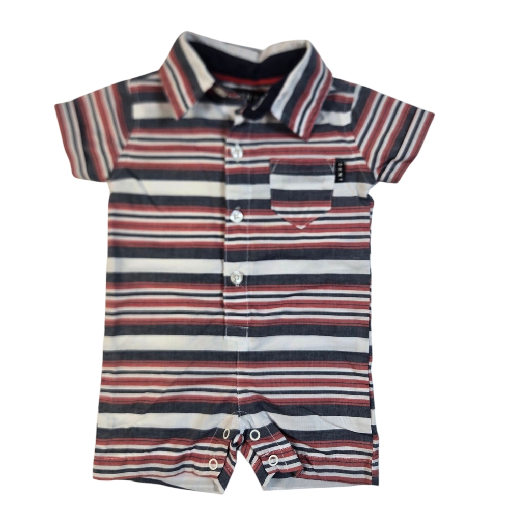 DKNY Striped Short Sleeve Baby Romper 0-3mo